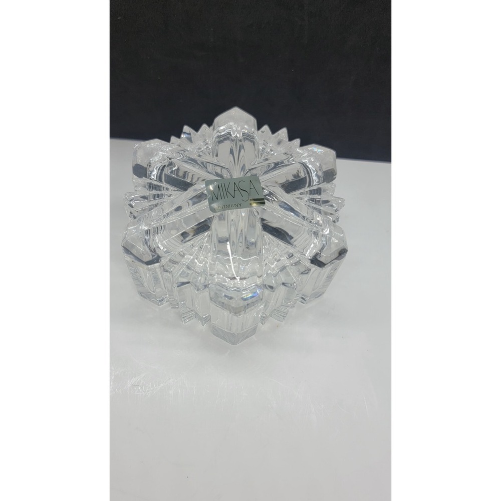 Crystal MIKASA NATURE'S SONG Snowflake Lidded Trinket Box - Made in Germany - Picture 5 of 10